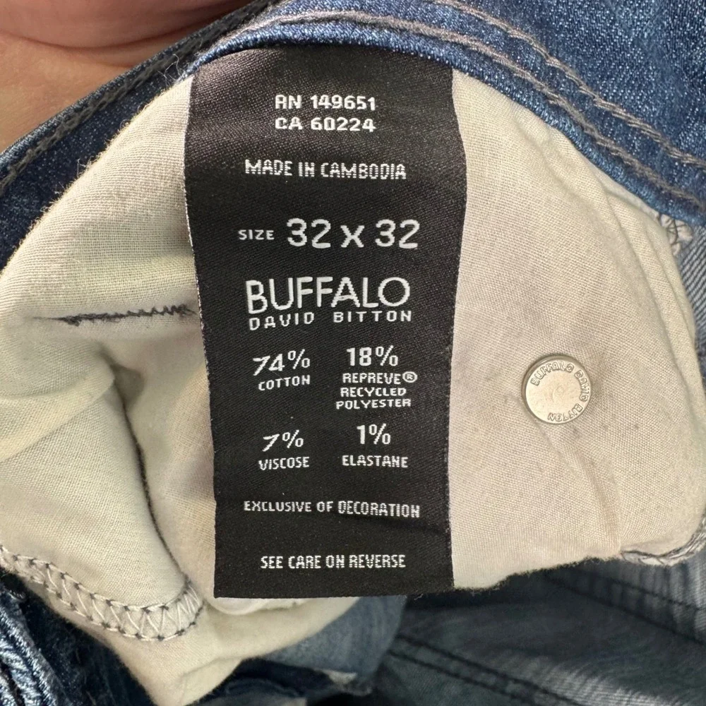 Buffalo David‎ Bitton Jackson Jeans Men 32x32 Blue Straight Stretch 35x32 Actual